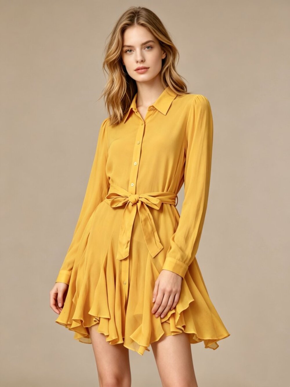 NWOT Farm Rio Irregular Ruffles Mini Shirt Dress Long Sleeve Size S Belt Tie
